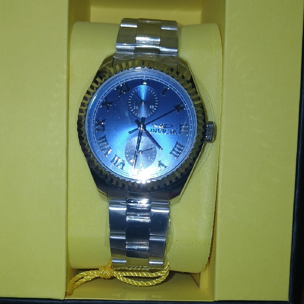 Invicta Silver and Blue Watch